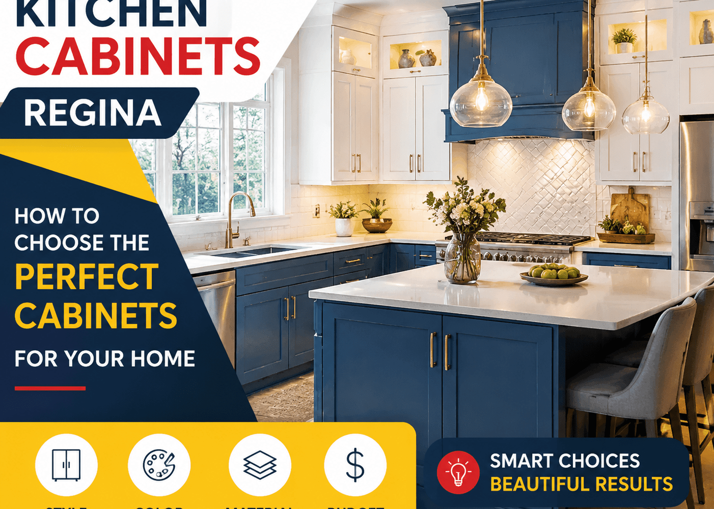 Colorful modern kitchen cabinets.